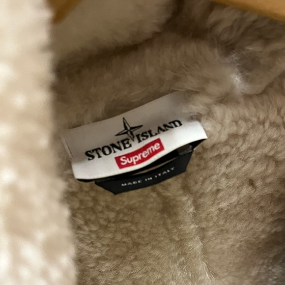 Stone Island Supreme Parka Hand Painted Shearling Jacket Mens Sz Medium - Picture 13 of 16